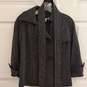 Max Studio Charcoal Double-Breasted Pea Coat